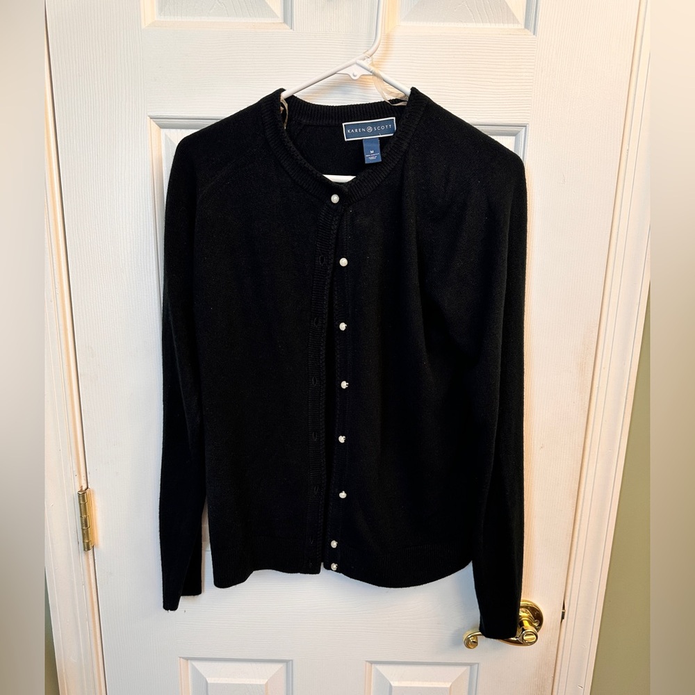 Karen Scott Women's Classic Black Cardigan
